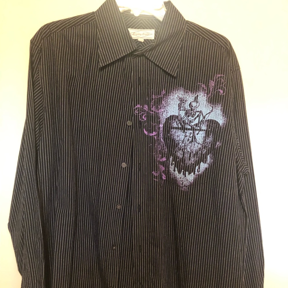 Brand Eighty Eight- Black and white stripped shirt